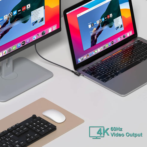 Short USB C to USB C Cable 1.5ft, Right Angle 20Gbps Data Transfer 100W Fast Charging 4K Video Output USB 3.2 Gen2X2