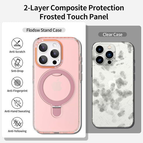 iPhone 14 Pro Max Case - Pink Magnetic Stand, Dual Layer, Military Drop Protection, Anti-Yellowing, MagSafe Compatible,