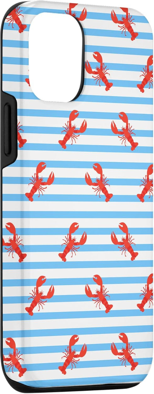 Kirovair Art 12/12 Lobster Pattern Blue White Stripes Illustration Case for iPhone Pro