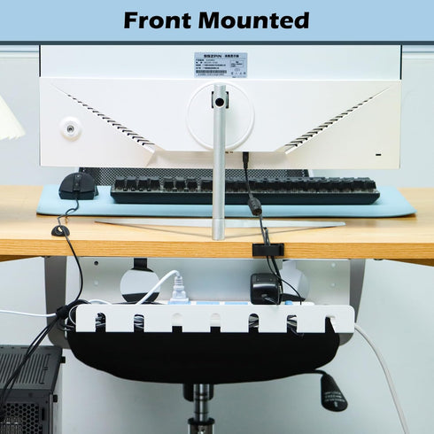 Under Desk Cable Management Tray, 2 Pack White, OSteed Cord Organizer for Desk Wire Management