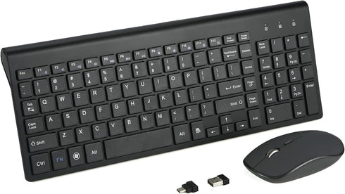Wireless Keyboard and Mouse Combo - Full Size Type C Keyboard with USB C & USB A Receiver