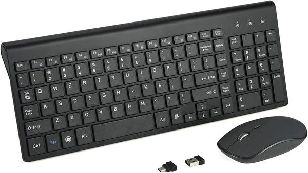 Wireless Keyboard and Mouse Combo - Full Size Type C Keyboard with USB C & USB A Receiver