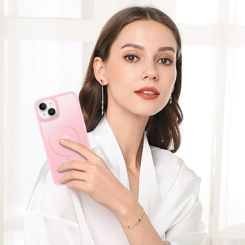BENTOBEN Translucent Matte iPhone 13/14 Case, Slim Shockproof, Magsafe Compatible, Tender Pink, Protective Cover for