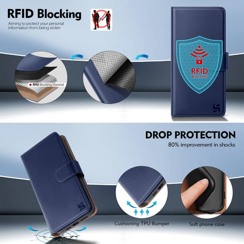 Shieldtop 15 15 6.1",Dark Compatible with iPhone Wallet Case with Card Holder,Women Men RFID Blocking PU Leather Folio
