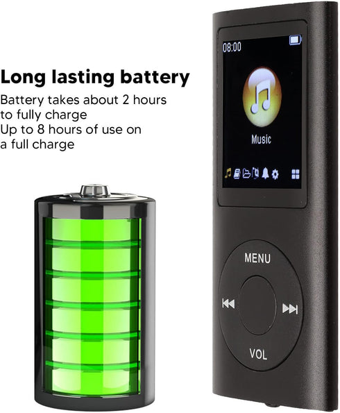 Zopsc MP3 1.8 Inch 64GB, 200mAh Portable Player, Lossless HiFi Music Player with LCD Screen, Memory Card Slot Support