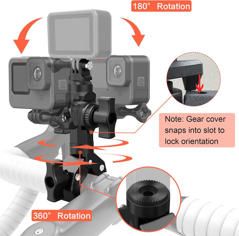 Bike Motorcycle Handlebar Action Camera Mount Holder for Gopro Insta360 AKASO Mevo Start DJI Action cameras, Super Clamp Bracket with Magic Arm 1/4" Thread for Monitor/DSLR/Lights/Pole Tube
