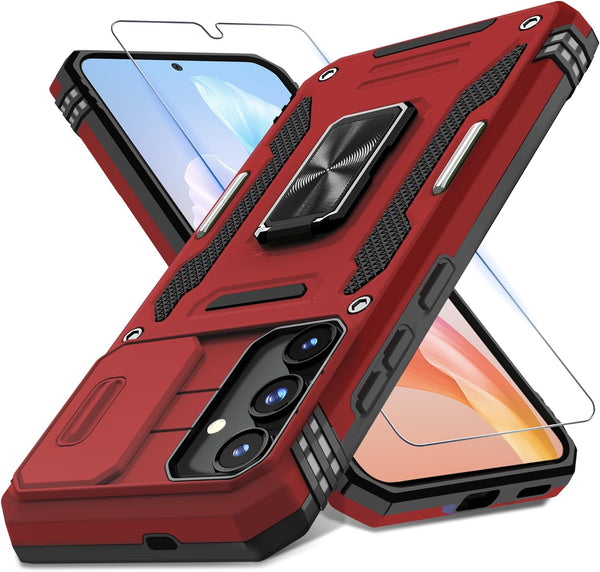 DEERLAMN for Samsung Galaxy S24+ Plus Case, Military Grade Shockproof Protective Cover with Slide Camera Cover + Screen