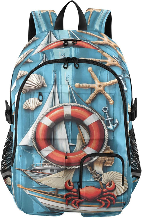 ALAZA School Backpack for Teen Girls Boys Ocean Sailboat Crab Kids Backpack