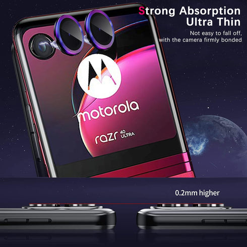 2 Set Motorola Razr 50 Camera Lens Protector, Scratch-Resistant HD Clarity Tempered Glass with Aluminum Edging