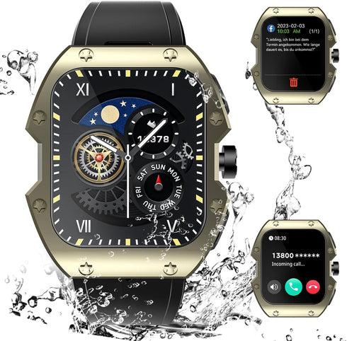 Smart Watches for Men, 1.91" Curved Screen 5ATM Waterproof Military Fitness Tracker for Android iOS