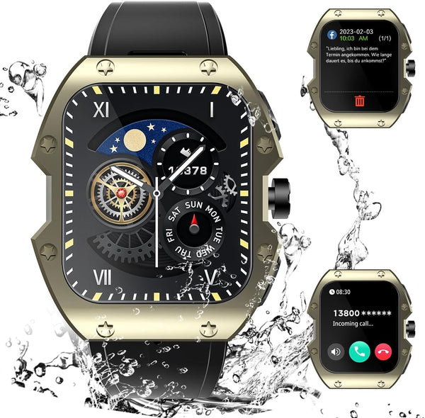 Smart Watches for Men, 1.91" Curved Screen 5ATM Waterproof Military Fitness Tracker for Android iOS