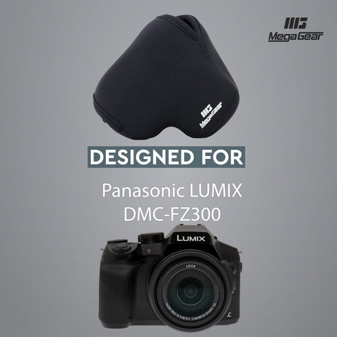 MegaGear ''Ultra Light'' Neoprene Camera Case Bag with Carabiner for Panasonic Lumix DMC-FZ300 Digital Camera (Black)