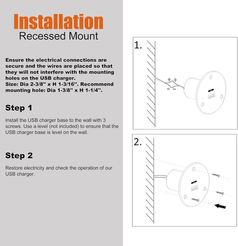 Facon 12V RV USB Charger Socket, QC3.0 Quick Charger USB Type A + Type C PD 18W Wall Mount Charging Port for RV Trailer