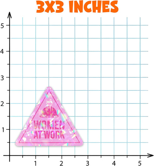 Generic Set 3Pcs 3 Inches Pink Women at Work Holographic Stickers Hard Hat Sticker for Women Feminist Construction Sign
