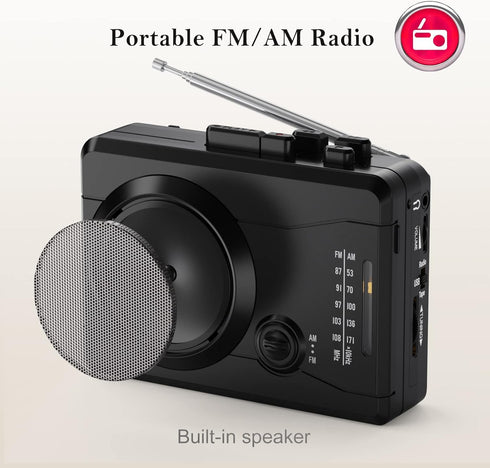Mersoco Cassette MP3 Player Recorder, Portable Retro Tape Player Audio Recording, AM/FM Radio, Tape to Converter