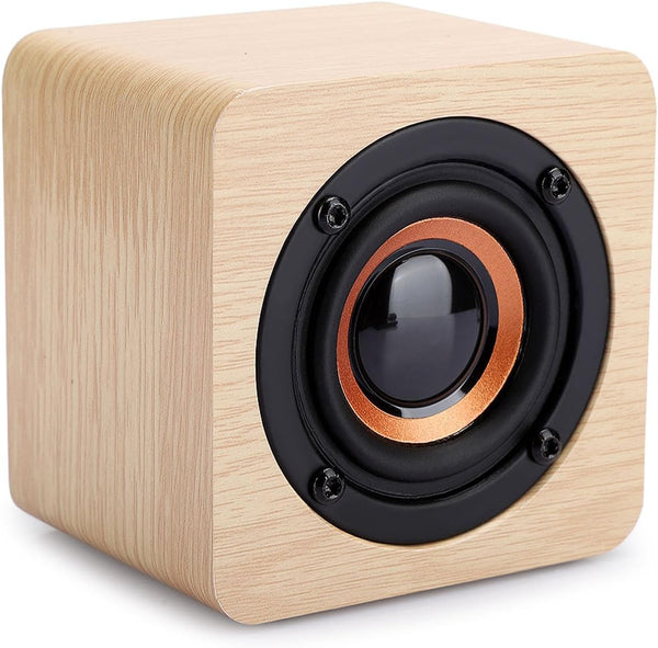 Retro Wireless Bluetooth Speaker, Yellow Wooden USB-Powered Portable Speaker with HD Sound and Rich Bass for PC