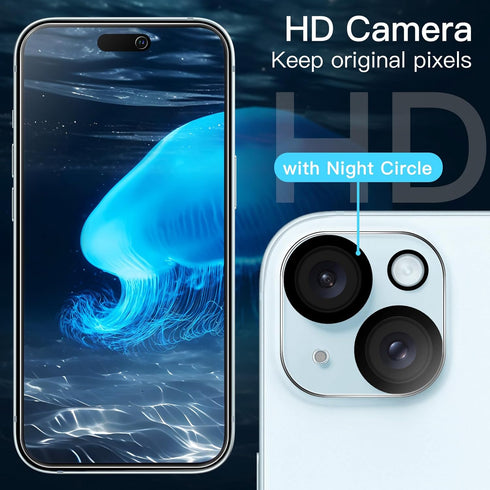 JETech Screen Protector for iPhone 15 Plus 6.7-Inch with Camera Lens Protector, 2-Pack, Easy Installation
