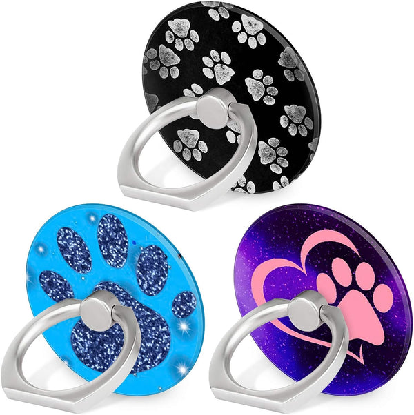 Bonoma 3 Pack Dog Paws Phone Ring Stand, 360 Degree Rotation Finger Grip Holder for Smartphones and Tablets