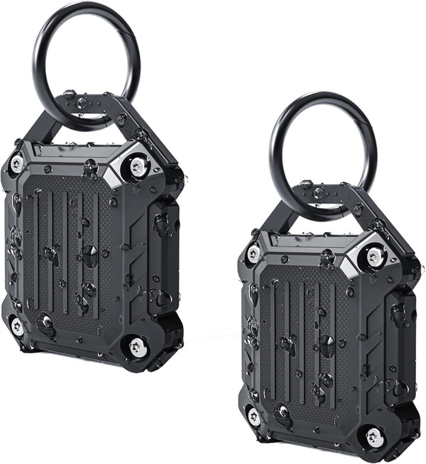 Dovick Waterproof Airtag Keychain Holder Case, Screw Full Cover for Apple Air Tag Tracker Key Ring, Black 2 Pack
