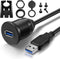 USB 3.0 Male to Female AUX Flush Mount Car Extension Cable, 6 Feet, Black