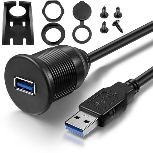 ICESPRING USB 3.0 Male to USB 3.0 Female AUX Flush Mount Car Mount
