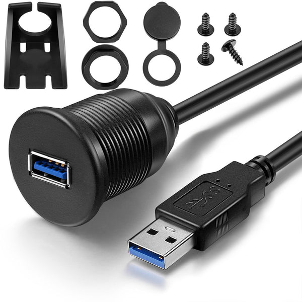 ICESPRING USB 3.0 Male to USB 3.0 Female AUX Flush Mount Car Mount