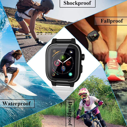 for Apple Watch Case 44mm, IP68 Waterproof Full Body Protection Case with Screen Protector for iWatch Series