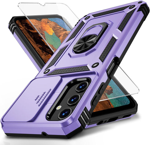 Military Grade Drop Protection Case for Samsung Galaxy A14 5G, with Slide Lens Cover, HD Screen Protector, Magnetic