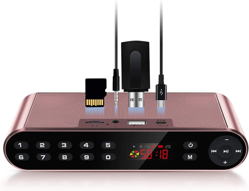 Bluetooth Speaker with FM Radio Player, Portable Wireless Stereo with HD Sound, Built-in Microphone, Enhanced Bass