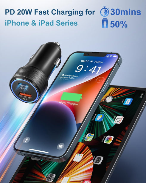 USB C Car Charger, OKRAY 3-Pack 36W 2-Port Type C iPhone 15 Car Charger PD+QC Fast Charging Cigarette Lighter Adapter Compatible for iPhone 15 Pro Max 14 13 12, iPad, Galaxy S24 S23 S22 Note20 (Black)