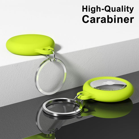 oakxco Neon Green Airtag Keychain Silicone Holder with Key Ring, Cute Accessories for Kids, Luggage, Car Dog Collar,