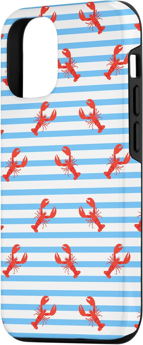 Kirovair Art 12/12 Lobster Pattern Blue White Stripes Illustration Case for iPhone Pro