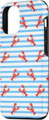 Kirovair Art 12/12 Lobster Pattern Blue White Stripes Illustration Case for iPhone Pro