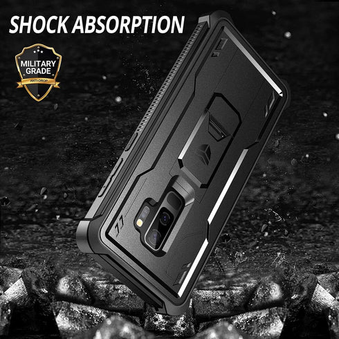 Dexnor Case for Samsung Galaxy S9+ Plus, Built-in Screen Protector and Kickstand, Heavy Duty Shockproof Protective Cover