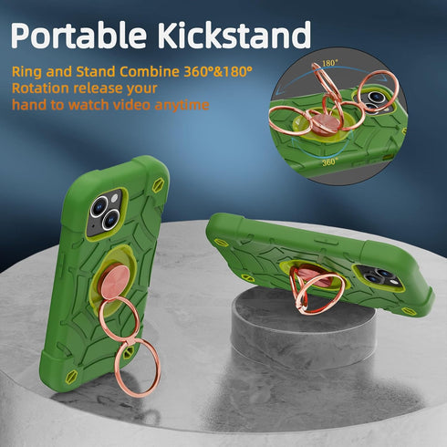 KCJ iPhone 15 Case (6.1") - Avocado, Soft Silicone + Hard PC, Full Body Protection, Includes 2 Screen Protectors & Ring