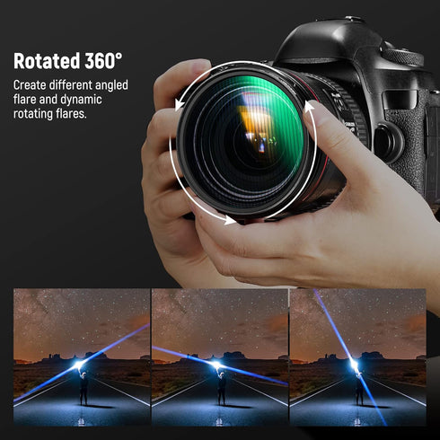 NEEWER 72mm Blue Streak Filter, HD Optical Glass, 360° Rotatable Anamorphic Flare Lens Filter