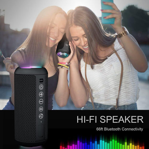 Ortizan Portable Bluetooth Speaker - IPX7 Waterproof with 24W Loud Stereo Sound, RGB Lights, 30H Playtime