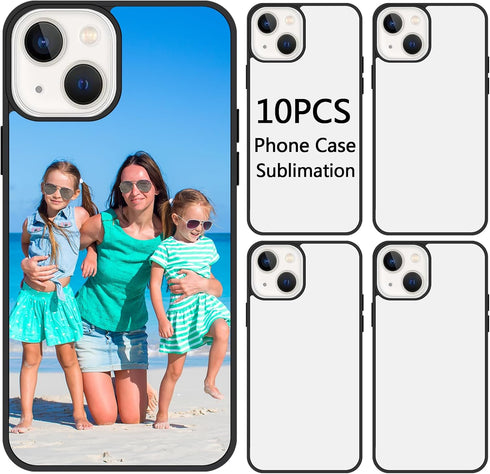10 PCS Sublimation Blank Phone Case for iPhone 15 6.1 Inch, Matte Black Soft Shockproof DIY Customize