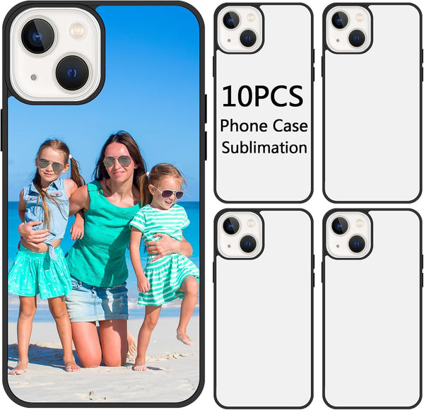 10 PCS Sublimation Blank Phone Case for iPhone 15 6.1 Inch, Matte Black Soft Shockproof DIY Customize