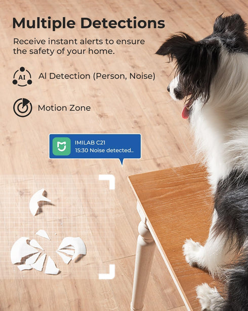 IMILAB C21 2.5K 360 2.4GHz Security Camera Indoor, View Room Camera for Bedroom, Dog Cat Cam w/Phone App, Indoor Cam