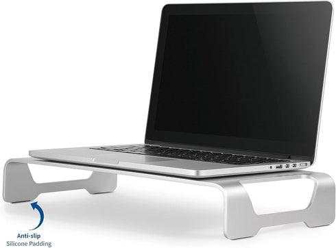 VIVO 16 inch Wide Silver Aluminum Monitor Riser - Ergonomic Desktop Stand, Modern Tabletop Organizer STAND-V000H