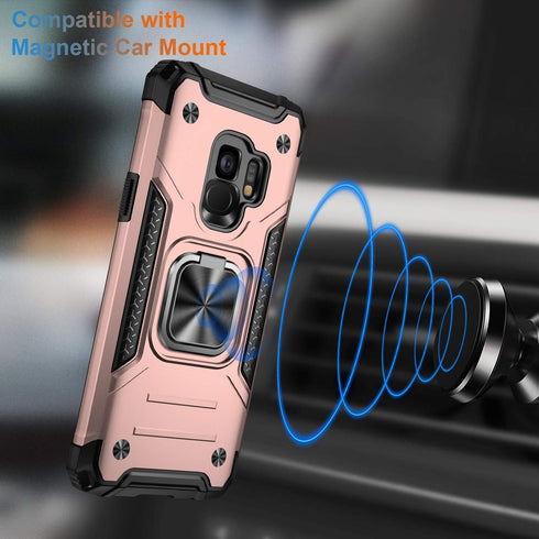 IKAZZ Galaxy S9 Case, Dual Layer Soft TPU and Hard PC Anti-Slip Rugged Protective Cover, Rose Gold