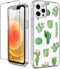 GiiKa iPhone 12 Pro Max Case with Screen Protector, Clear Full Body Shockproof Protective Floral Hard Case, Green Cactus