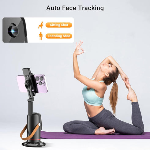 Voinap 360 Auto Face Tracking Phone Holder with Remote and Light, Rotation Tripod Stand for Call Phone, GoPro, Compact