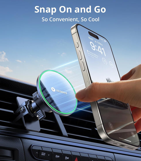 VICSEED for MagSafe Car Mount with Upgraded Strongest Magnet Power, 360 Adjustable Magnetic Phone Holder for iPhone