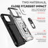 Hitaoyou Compatible with iPhone 15 Pro Max Case, Military Grade Shockproof Case with Camera Cover & Kickstand (Silver)
