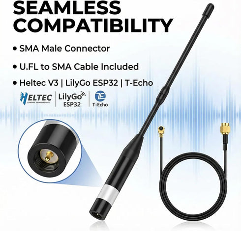 Meshnology 915MHz 10dBi 40cm V3 V4 32 (2PCS,Black) Meshtastic LoRa Antenna High Gain, Long Range SMA Male Omni Whip