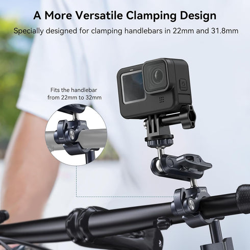 SMALLRIG Bike Motorcycle Handlebar Mount for Gopro, CNC All-Metal 22-32mm Pole and Roll Bar Mount for Action Cameras