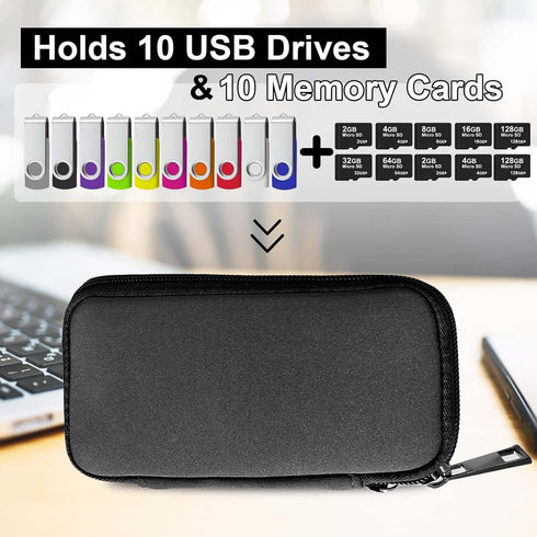 JBOS 10 10 USB Flash Drive Case with USB Drive Slots and Memory Card Slots Storage Organizer Case Holder for Thumb