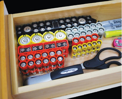 Powerpax Slimline CR123 Battery Storage Caddy, Yellow, Holds 4 Batteries (Not Included)